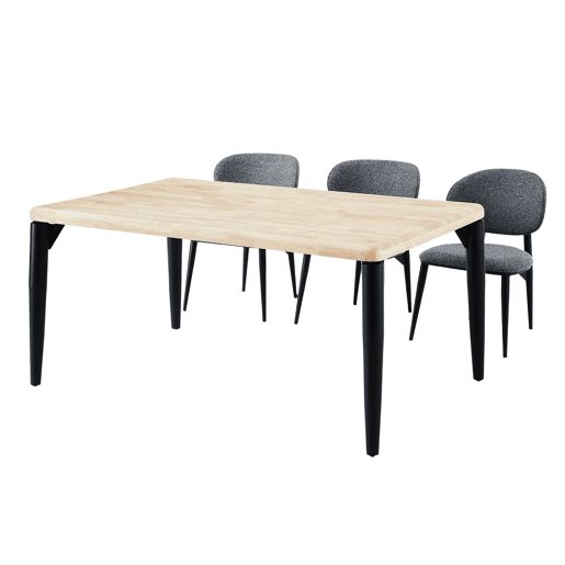 Mesa de Jantar Fixa Estilo Industrial Napi em Carvalho Nórdico e Preto com Pés de Metal 160x76x100 cm