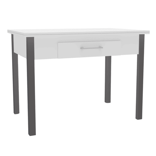 Mesa de cozinha extensível Sendai estilo contemporâneo em branco e cinza para 4 lugares 110-140x75x70-110 cm