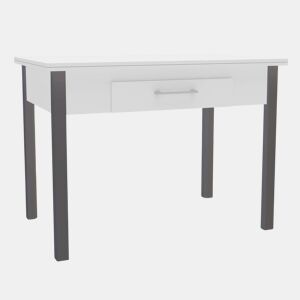 Mesa de cozinha extensível Sendai estilo contemporâneo em branco e cinza para 4 lugares 110-140x75x70-110 cm