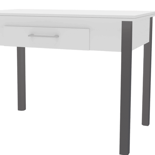 Mesa de cozinha extensível Sendai estilo contemporâneo em branco e cinza para 4 lugares 110-140x75x70-110 cm