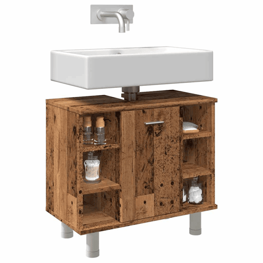 vidaXL Armário WC 60x32x53,5 cm derivados de madeira madeira velha