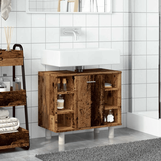vidaXL Armário WC 60x32x53,5 cm derivados de madeira madeira velha
