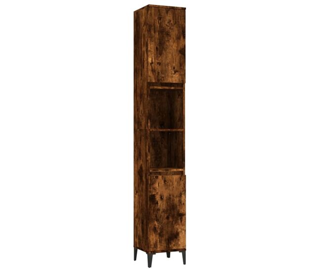 Vidaxl armario de baño madera contrachapada roble ahumado 30x30x190 cm