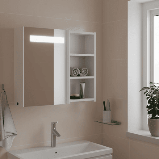vidaXL Armário espelhado p casa de banho c LEDs 60x13x52cm branco vidaXL Armário espelhado p casa de banho c LEDs 60x13x52cm branco