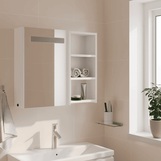 vidaXL Armário espelhado p casa de banho c LEDs 60x13x52cm branco vidaXL Armário espelhado p casa de banho c LEDs 60x13x52cm branco