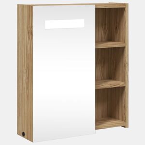 vidaXL Armário espelhado p casa de banho c LEDs 45x13x52 cm carvalho