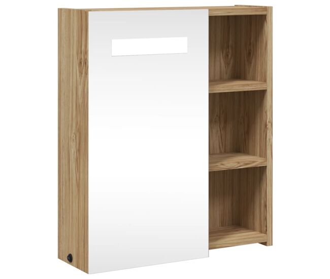 Vidaxl mueble de baño con espejo y luz led roble 45x13x52 cm