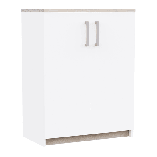 Aparador Watson Nordic Style em Branco Fosco e Carvalho Kronberg com 2 Portas 73x95x41 cm