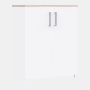 Aparador Watson Nordic Style em Branco Fosco e Carvalho Kronberg com 2 Portas 73x95x41 cm