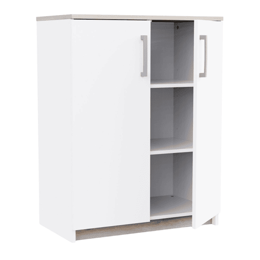 Aparador Watson Nordic Style em Branco Fosco e Carvalho Kronberg com 2 Portas 73x95x41 cm