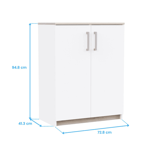 Aparador Watson Nordic Style em Branco Fosco e Carvalho Kronberg com 2 Portas 73x95x41 cm