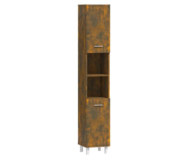 Vidaxl armario de baño madera contrachapada roble ahumado 30x30x179 cm