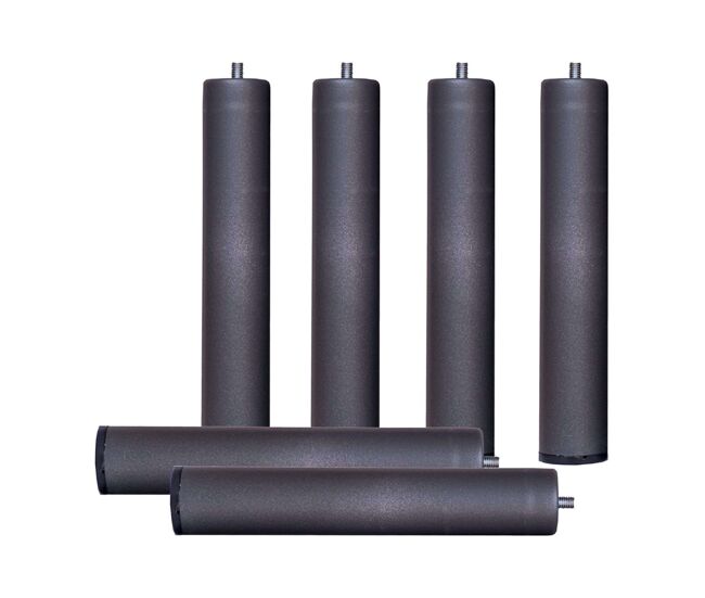 Pack de 7 patas cilíndricas metalicas de 25 cm alto, antiruido para base tapizada o somier