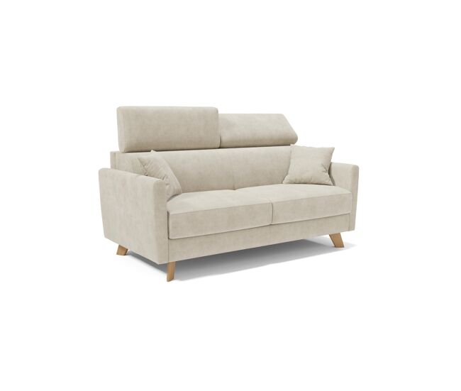 Francy sofá cama con reposacabezas ajustables 200 cm (mat. 160x197) crema