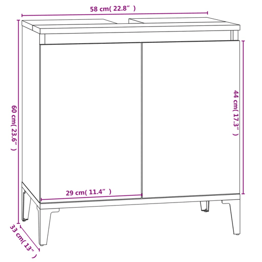 vidaXL Móvel p lavatório 58x33x60 cm derivados madeira cinza sonoma vidaXL Móvel p lavatório 58x33x60 cm derivados madeira cinza sonoma