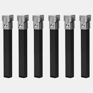 Conjunto de 6 pernas quadradas de metal de 25 cm com grampo para base de cama de tubo de 30x30 mm