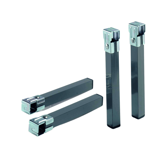 Conjunto de 6 pernas quadradas de metal de 25 cm com grampo para base de cama de tubo de 30x30 mm