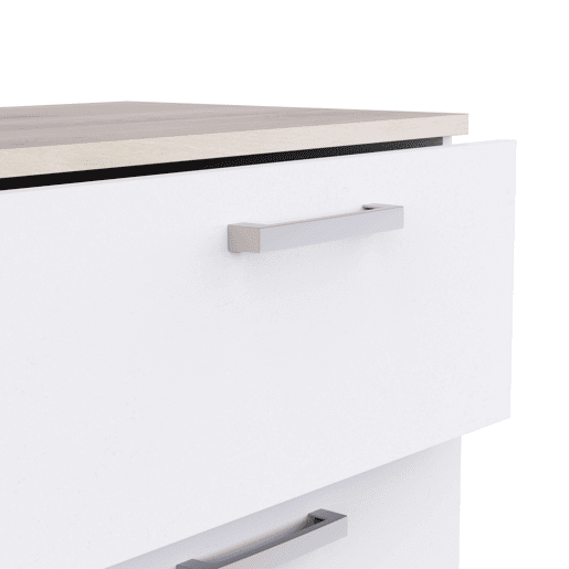 Cômoda Watson estilo nórdico para quarto em branco fosco e carvalho Kronberg com 6 gavetas 119x81x41 cm