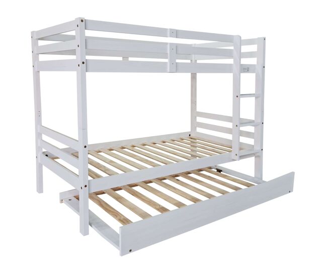 Litera juvenil elephant con cama nido blanco abierto madera de pino estilo contemporáneo 199x154x104 cm