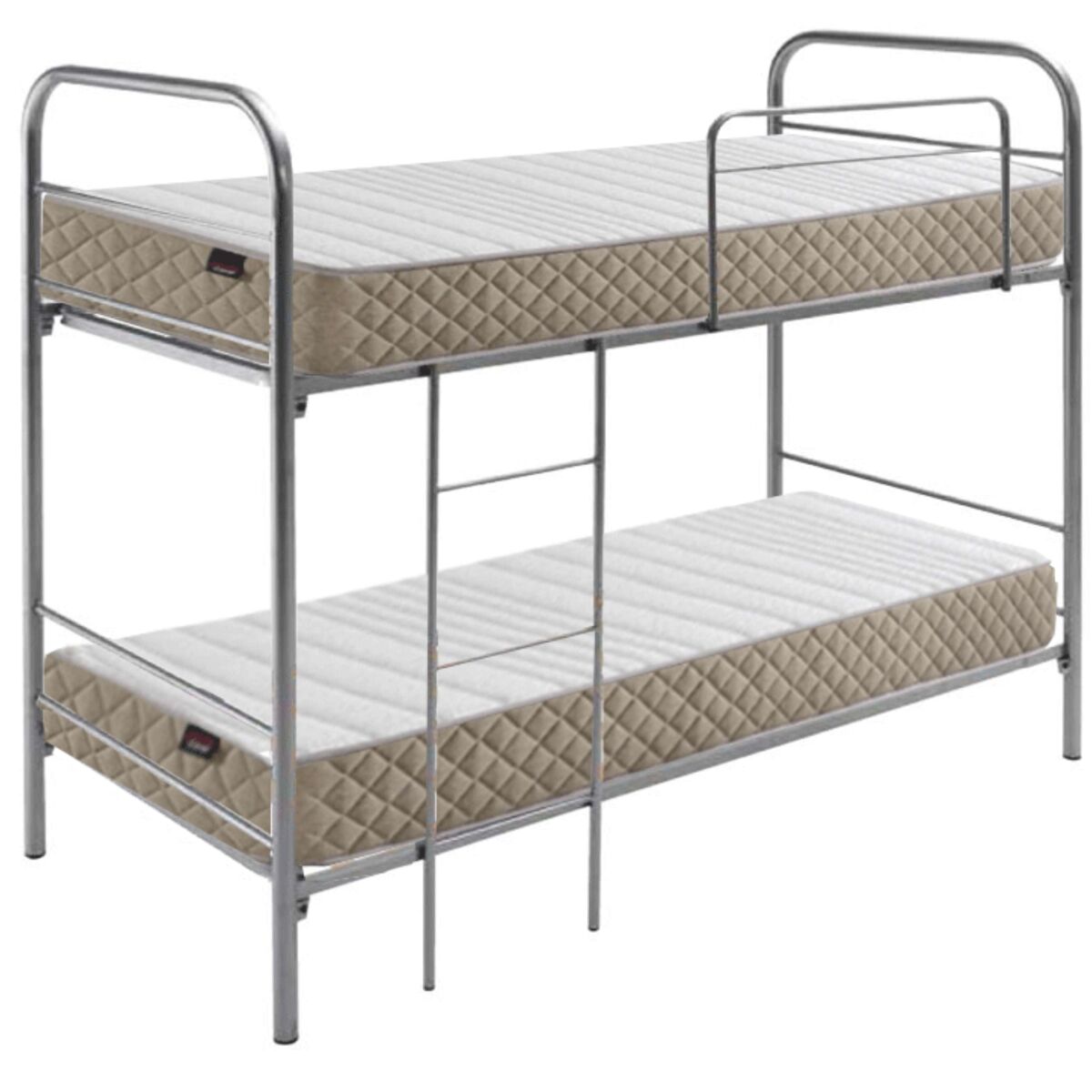 Litera eco metal en color plata con somieres escalera y barandilla 90x190 cm - ahorra espacio