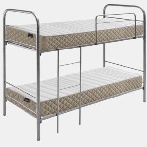 Beliche Eco Metal Prata com Base, Escada e Grade 90x190 cm - Economia de Espaço