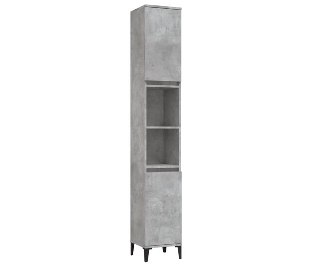 Vidaxl armario de baño madera contrachapada gris hormigón 30x30x190 cm