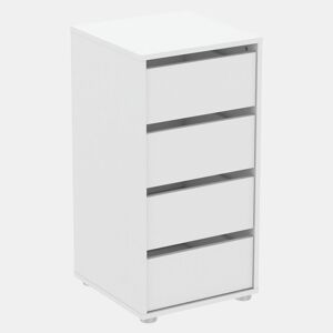 Guarda-roupa de quarto estilo contemporâneo Blockty em branco fosco com 4 gavetas 39x76x40 cm.