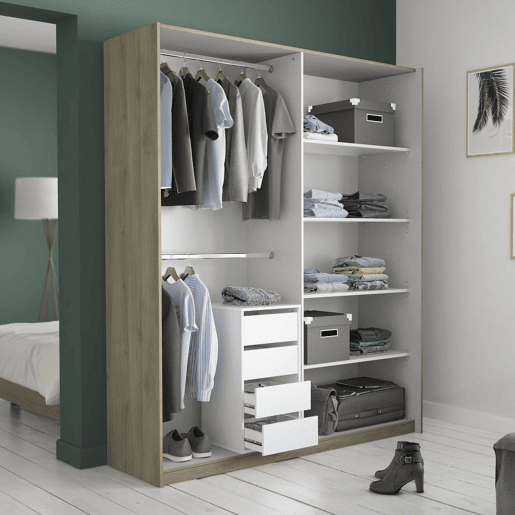 Guarda-roupa de quarto estilo contemporâneo Blockty em branco fosco com 4 gavetas 39x76x40 cm. Guarda-roupa de quarto estilo contemporâneo Blockty em branco fosco com 4 gavetas 39x76x40 cm.