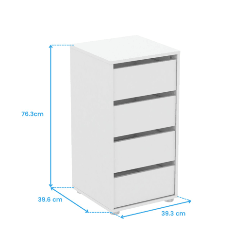 Guarda-roupa de quarto estilo contemporâneo Blockty em branco fosco com 4 gavetas 39x76x40 cm. Guarda-roupa de quarto estilo contemporâneo Blockty em branco fosco com 4 gavetas 39x76x40 cm.