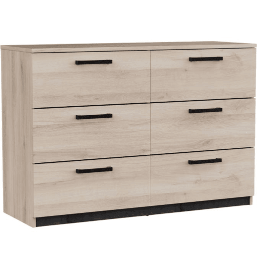 Cômoda Watson estilo industrial para quarto em carvalho Kronberg e carvalho Waterford com 6 gavetas 119x81x41 cm