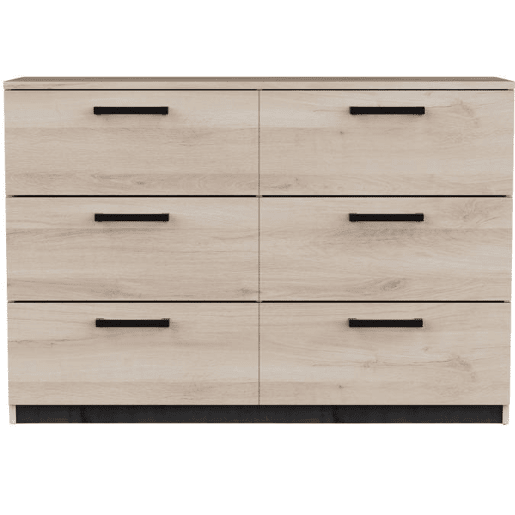 Cômoda Watson estilo industrial para quarto em carvalho Kronberg e carvalho Waterford com 6 gavetas 119x81x41 cm