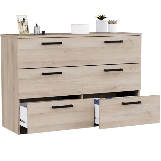 Cômoda Watson estilo industrial para quarto em carvalho Kronberg e carvalho Waterford com 6 gavetas 119x81x41 cm