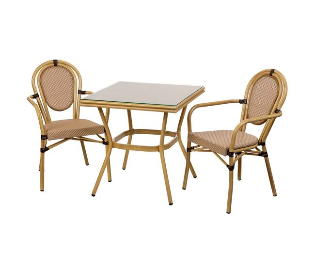 Conjunto de mesa y 2 sillas mesa:70x70x72.silla(2):55x58x88h cm.