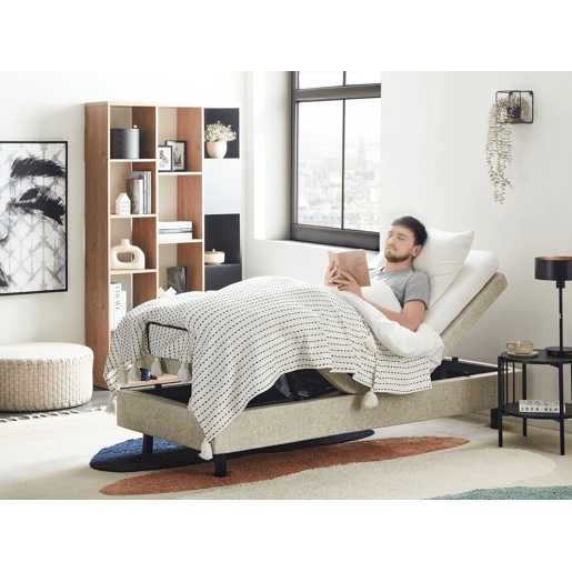 Cama ajustável sem cabeceira Tecido DUKE II 80 x 200 cm Creme