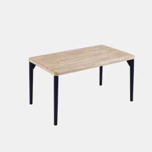 Mesa de Jantar Fixa Napi, Estilo Industrial, para 6 Pessoas, Carvalho Nórdico e Preto, 140x80 cm