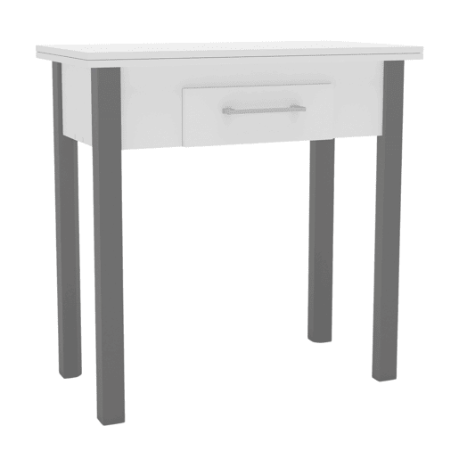 Mesa de cozinha extensível Sendai estilo contemporâneo em branco e cinza para 2 lugares 43x80x40-80 cm