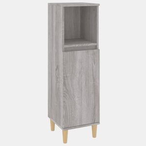 vidaXL Armário WC 30x30x100 cm derivados de madeira sonoma cinzento