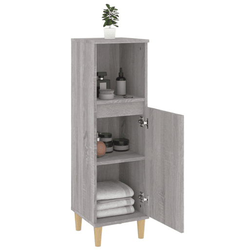 vidaXL Armário WC 30x30x100 cm derivados de madeira sonoma cinzento