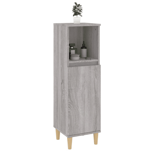 vidaXL Armário WC 30x30x100 cm derivados de madeira sonoma cinzento