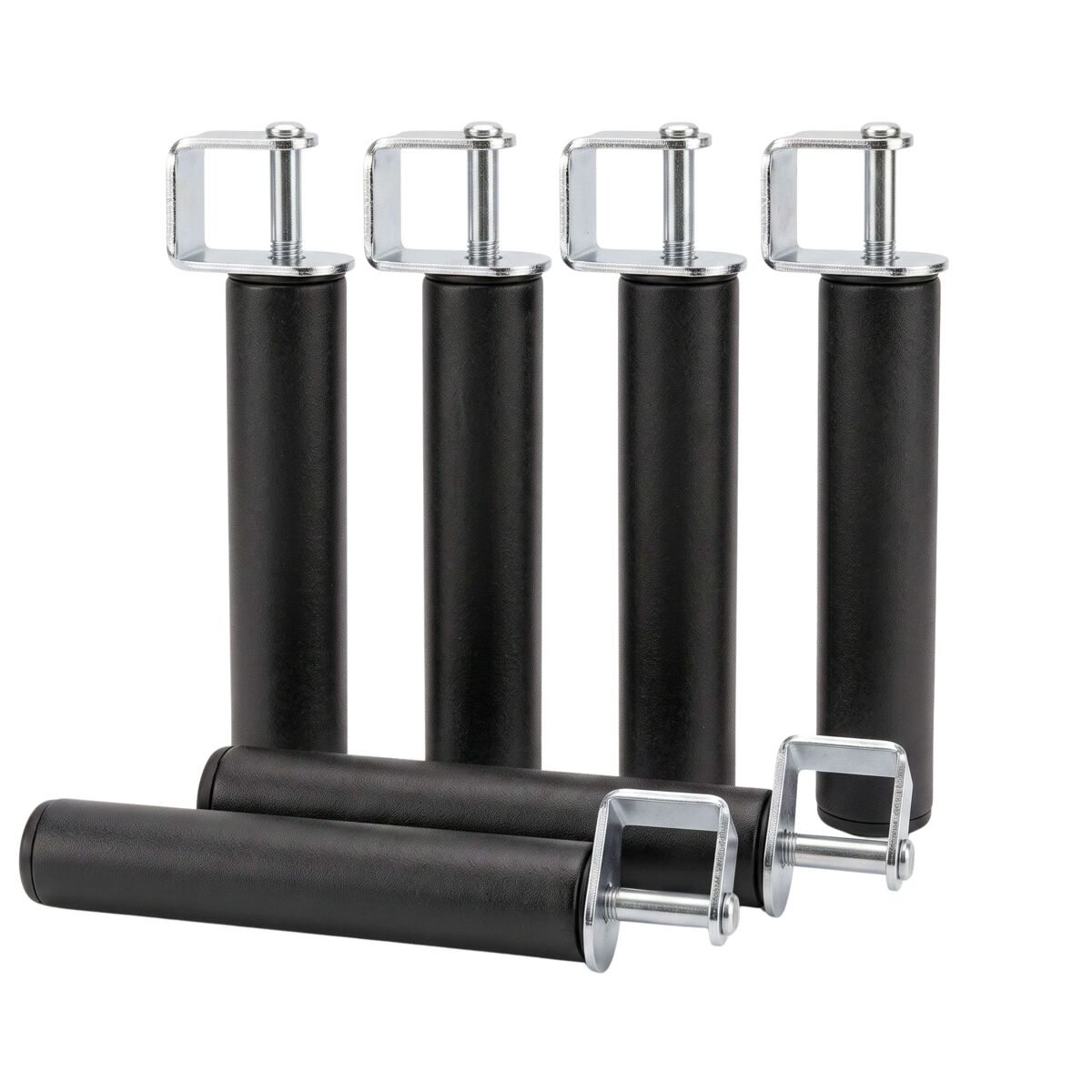 Pack 6 patas para somier + 6 abrazaderas con forma cilindrica en metal (compatible 40x30 mm)
