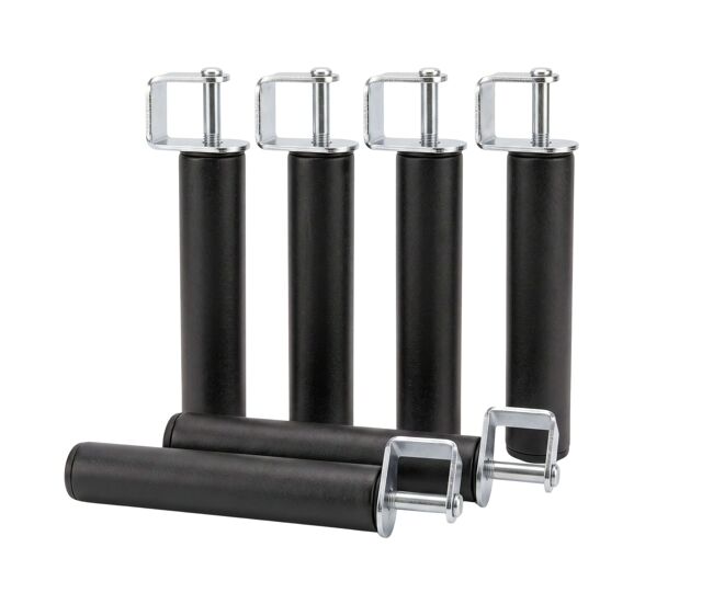 Pack 6 patas para somier + 6 abrazaderas con forma cilindrica en metal (compatible 40x30 mm)