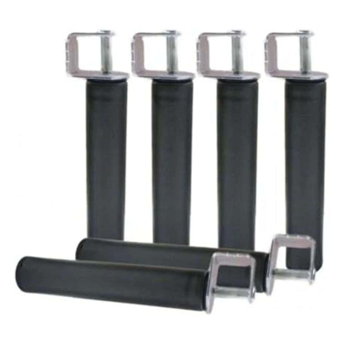 Pack 6 patas para somier + 6 abrazaderas con forma cilindrica en metal (compatible 30x30 mm)