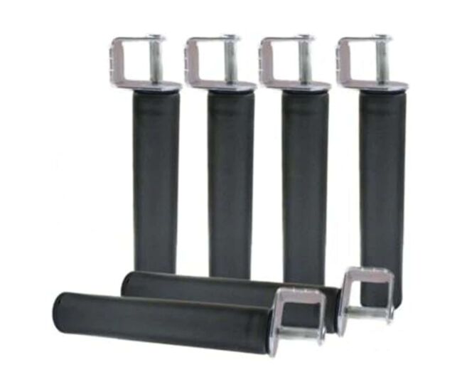 Pack 6 patas para somier + 6 abrazaderas con forma cilindrica en metal (compatible 30x30 mm)