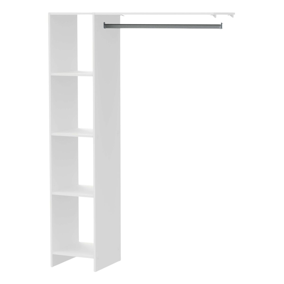 Vestidor de pared barbara para dormitorio con 4 estantes y barra colgadora en blanco mate 123x180x40 cm