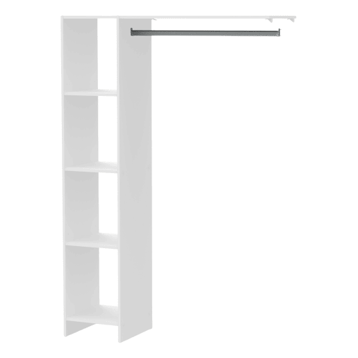 Barbara Wall Closet para Quarto com 4 Prateleiras e Varão Pendurado em Branco Fosco 123x180x40 cm