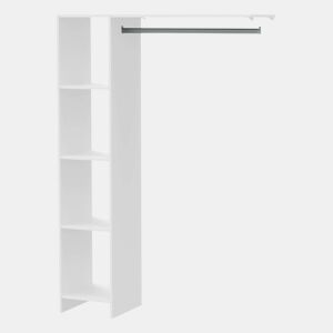 Barbara Wall Closet para Quarto com 4 Prateleiras e Varão Pendurado em Branco Fosco 123x180x40 cm