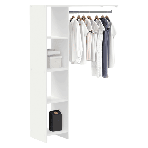 Barbara Wall Closet para Quarto com 4 Prateleiras e Varão Pendurado em Branco Fosco 123x180x40 cm
