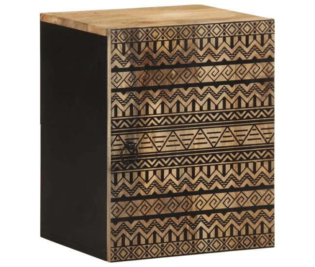 Vidaxl armario colgante baño madera maciza mango negro 38x33,5x48 cm