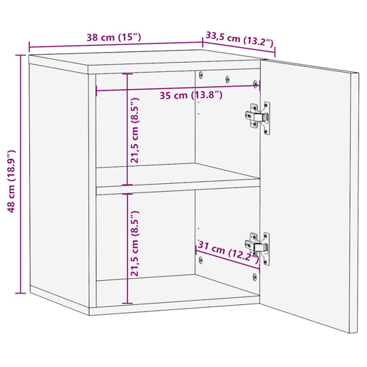 vidaXL Armário suspenso para WC 38x33,5x48 cm mangueira maciça preto