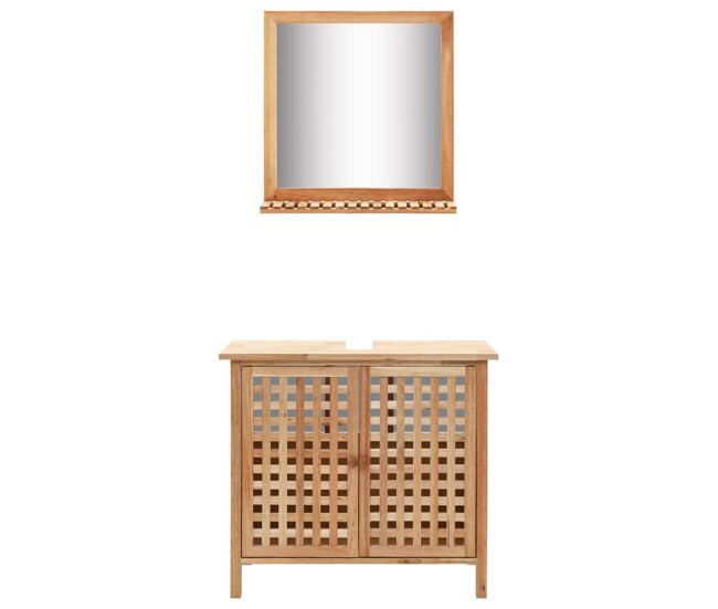 Vidaxl mueble de lavabo con espejo de madera maciza de nogal